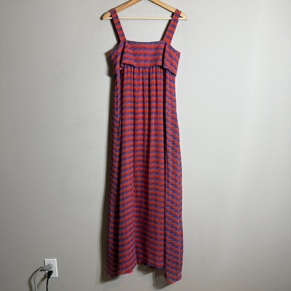 NWOT Opening Ceremony 100% Silk Patterned Tent Maxi Dress Women's 0 Orange Flowy - Picture 10 of 16